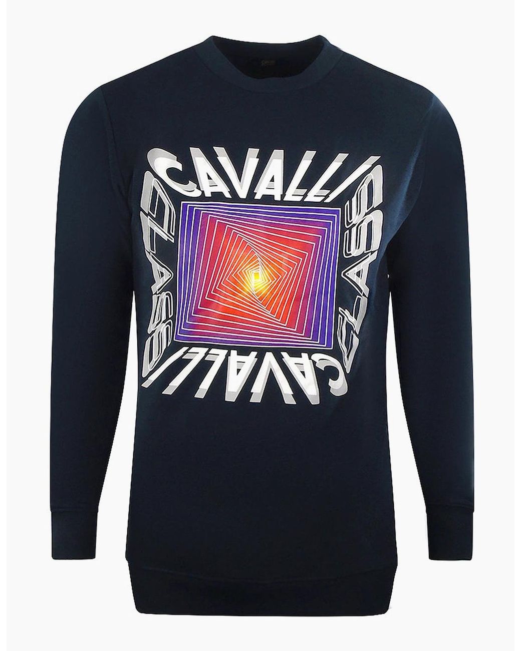 Roberto Cavalli Blue Cavalli Class Asymmetric Box Design Sweatshirt for men