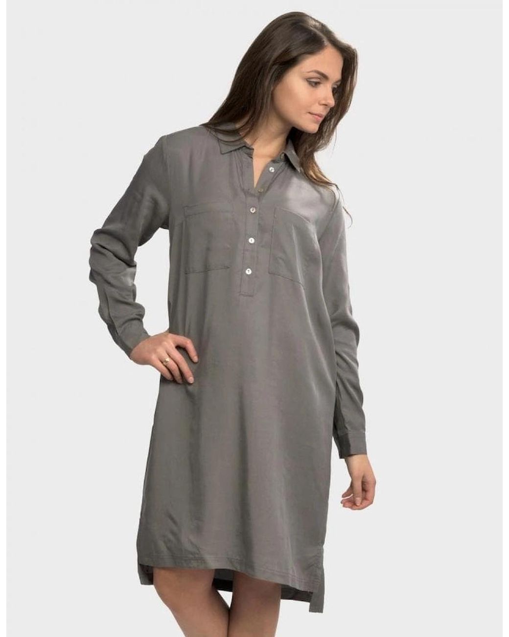 Great Plains Gray Great Plains Bryony Tencel Tunic Shirt Dress