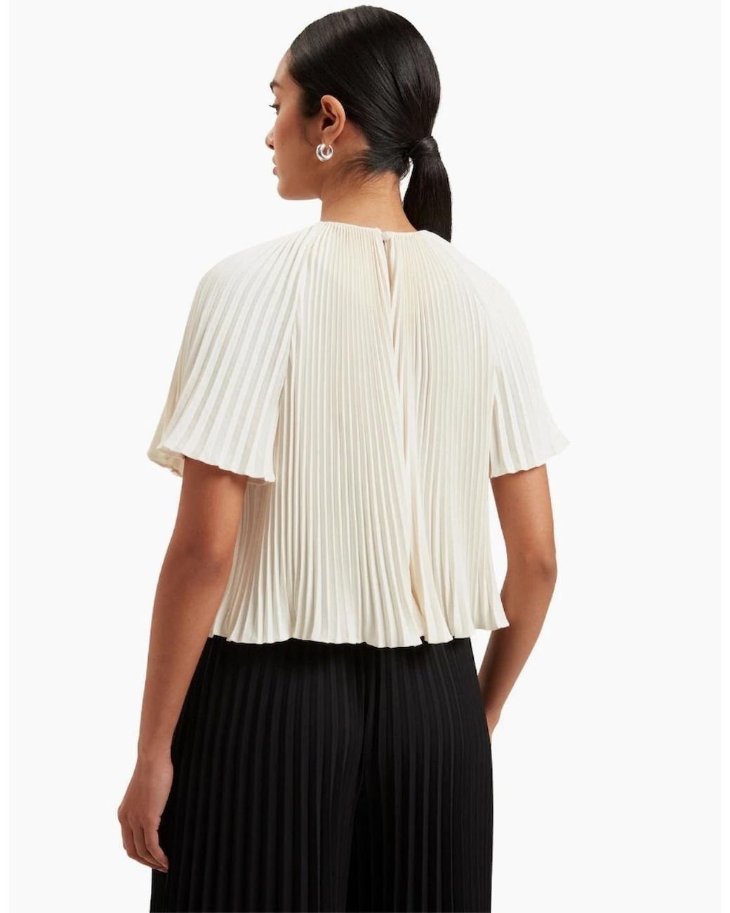 Ted Baker White Agara Pleated Short Sleeve Ivory Blouse