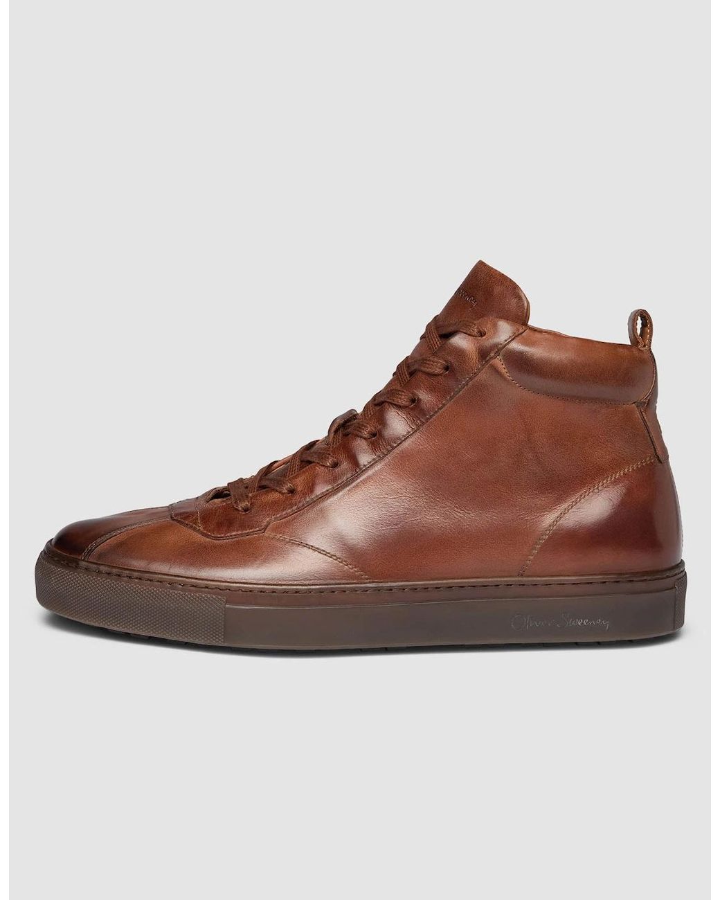 Oliver Sweeney Brown Defeza Calf Leather Retro Hi-Tops for men