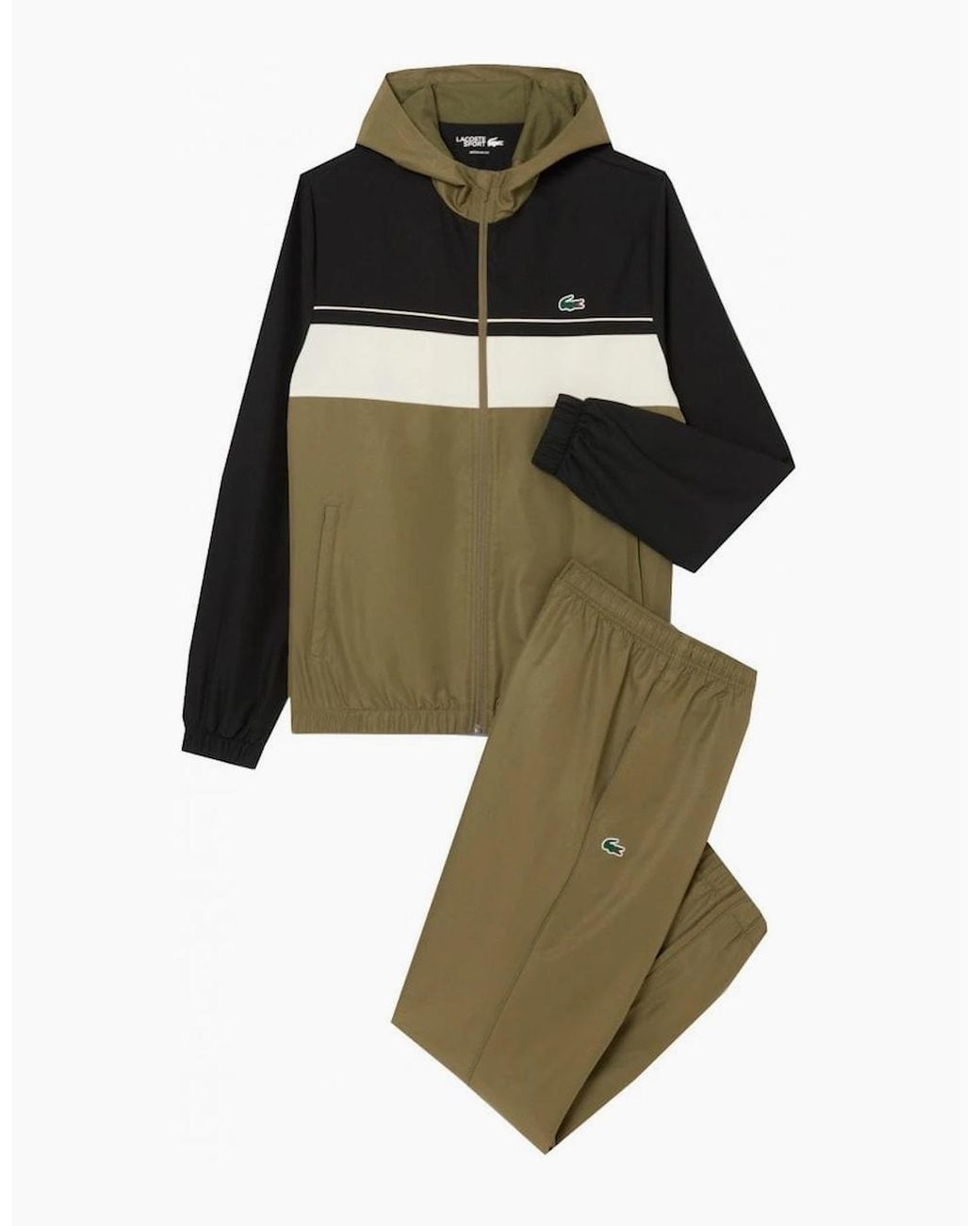 Lacoste Multicolor And Khaki Colour Block Tracksuit for men