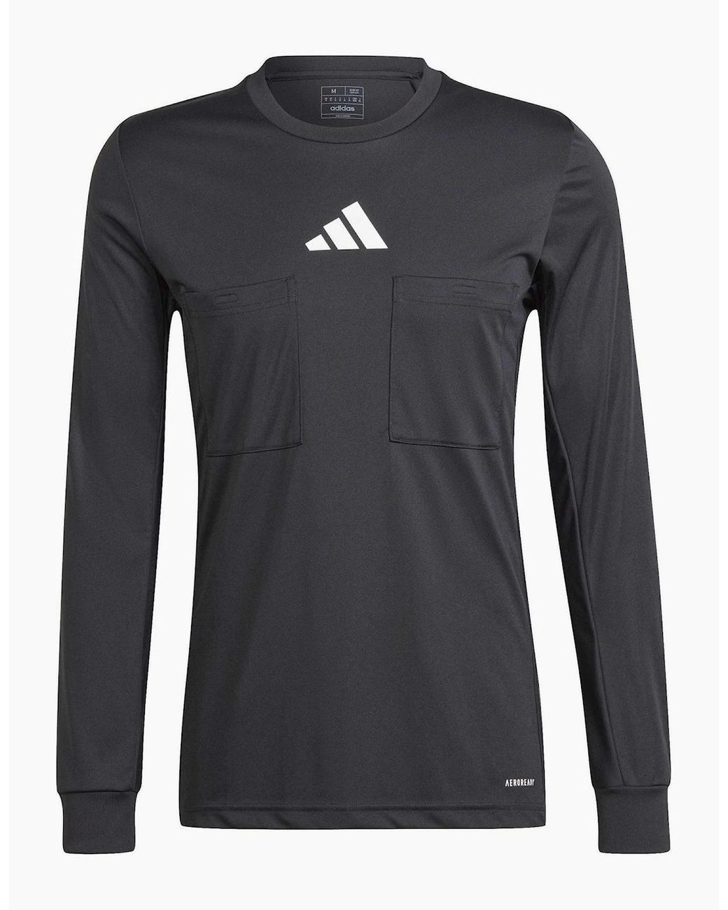 Adidas Black Referee Jersey Crew Neck Long Sleeve Shirt for men