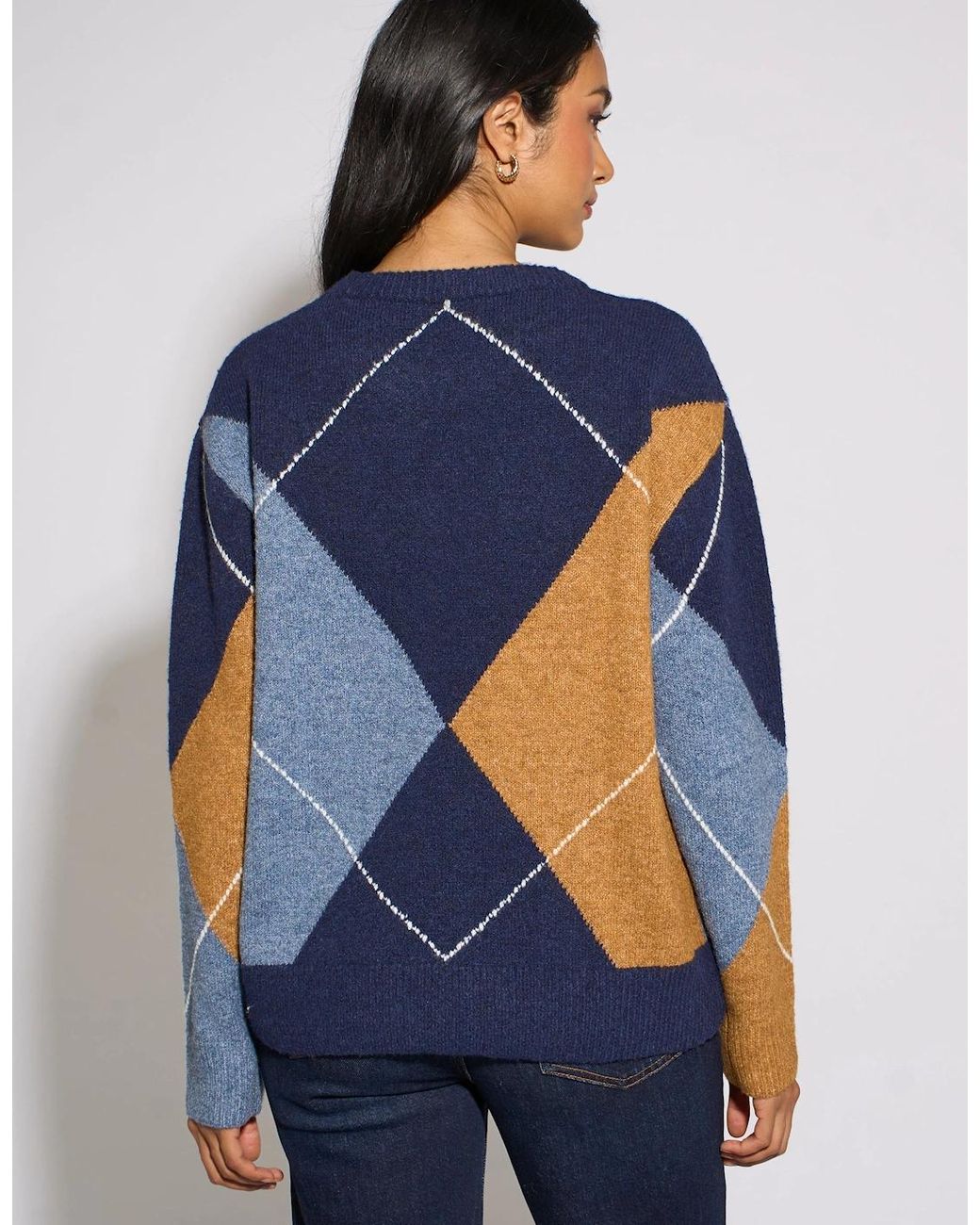 Gini London Blue Argyle Long Sleeves Jumper