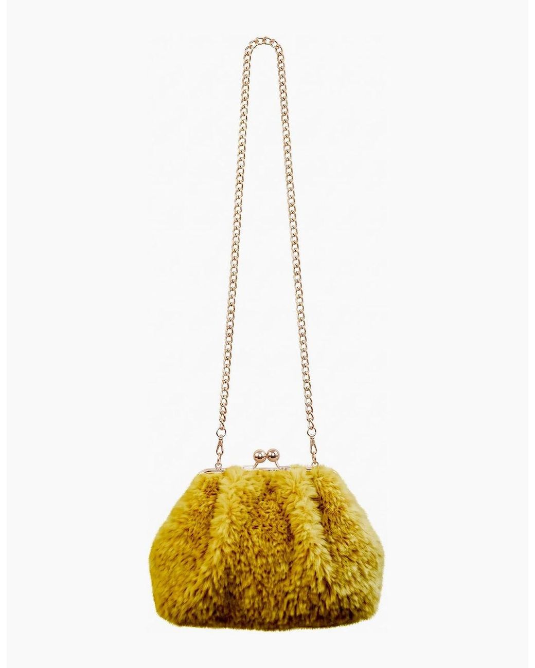 Nooki Design Yellow Booba Faux Fur Clutch Bag