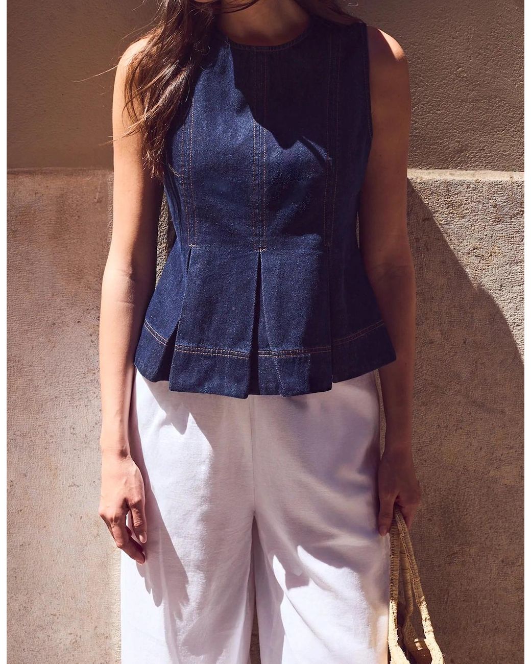 Ro&zo Blue Denim Peplum Top