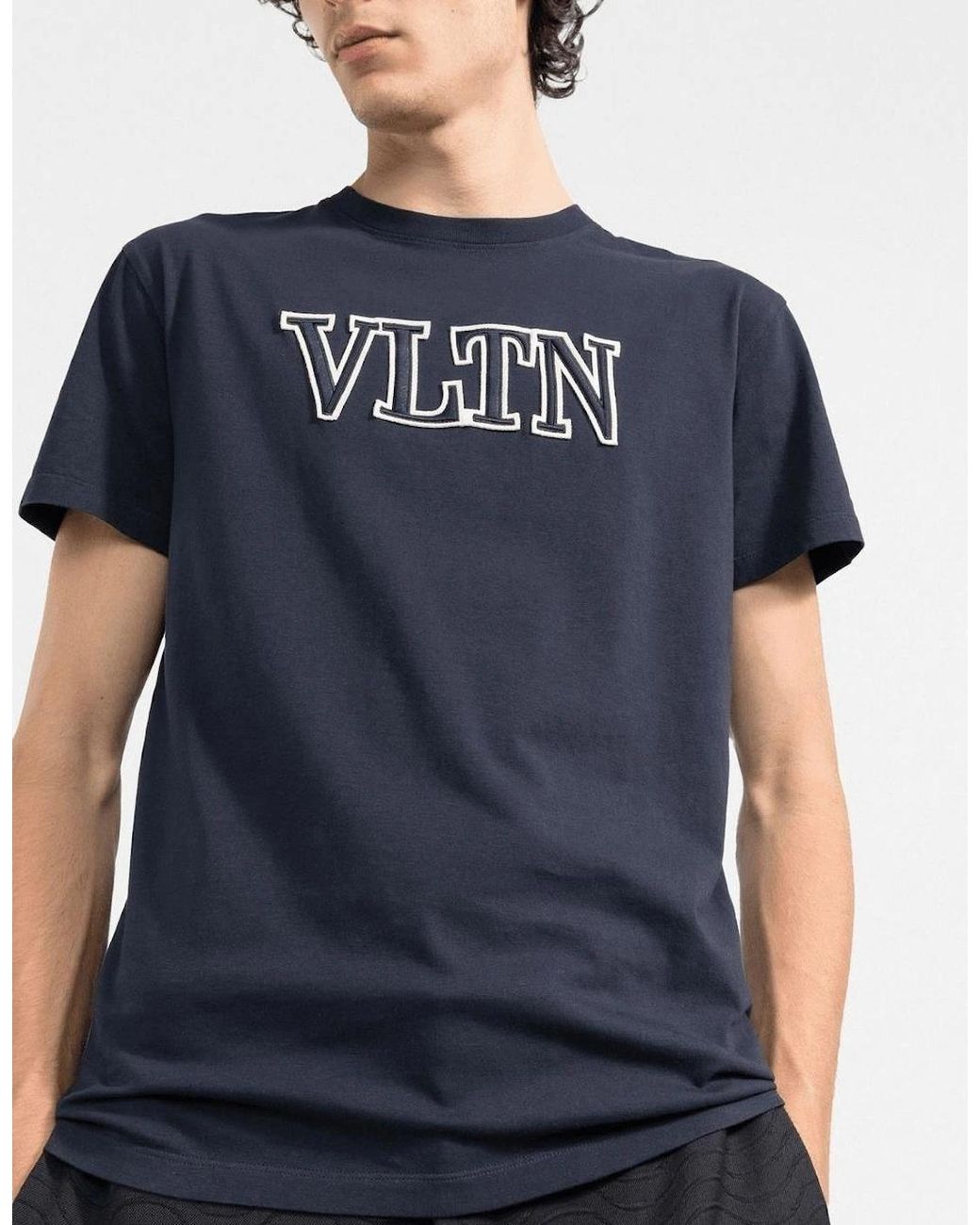 Valentino Blue Vltn Embroidery T-Shirt for men