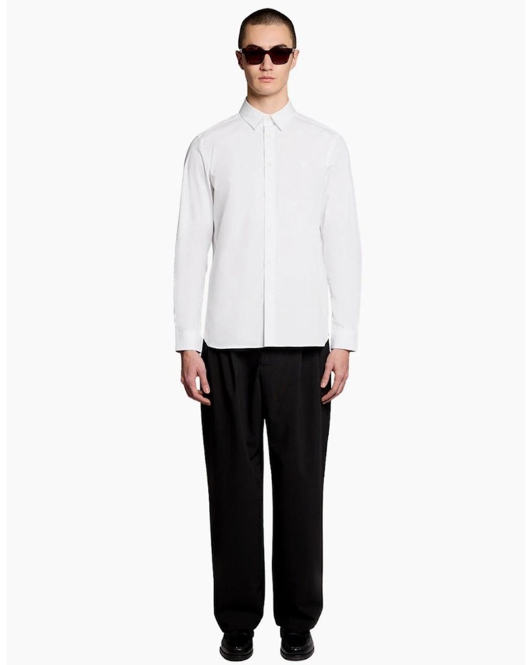 Lyle & Scott White Lyle & Scott Tonal Easy Care Poplin Shirt for men