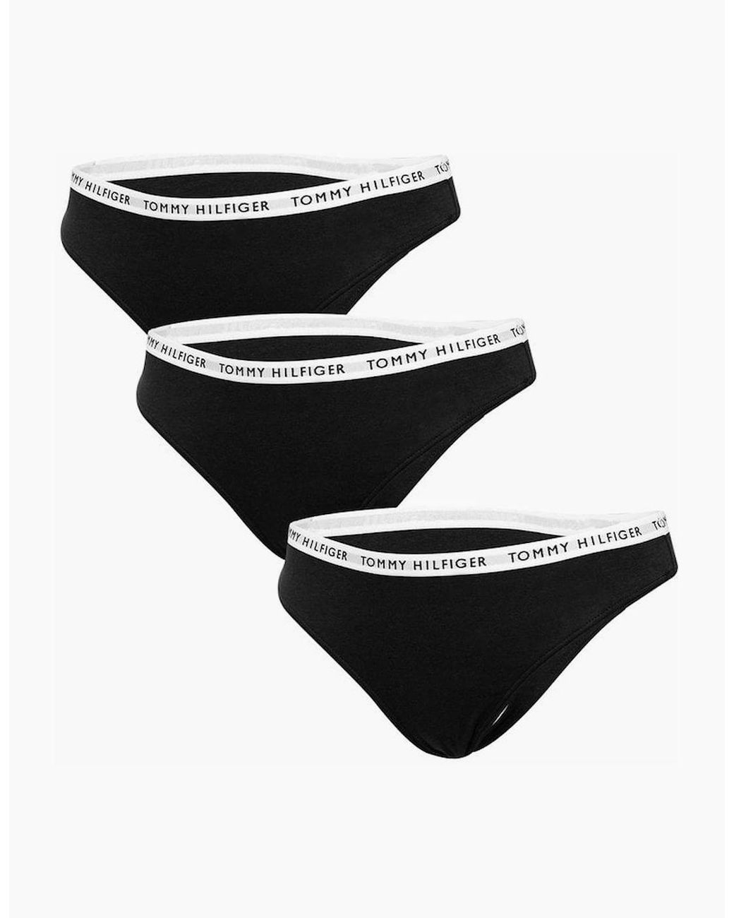 Tommy Hilfiger Black 3-Pack Logo Waistband Thongs