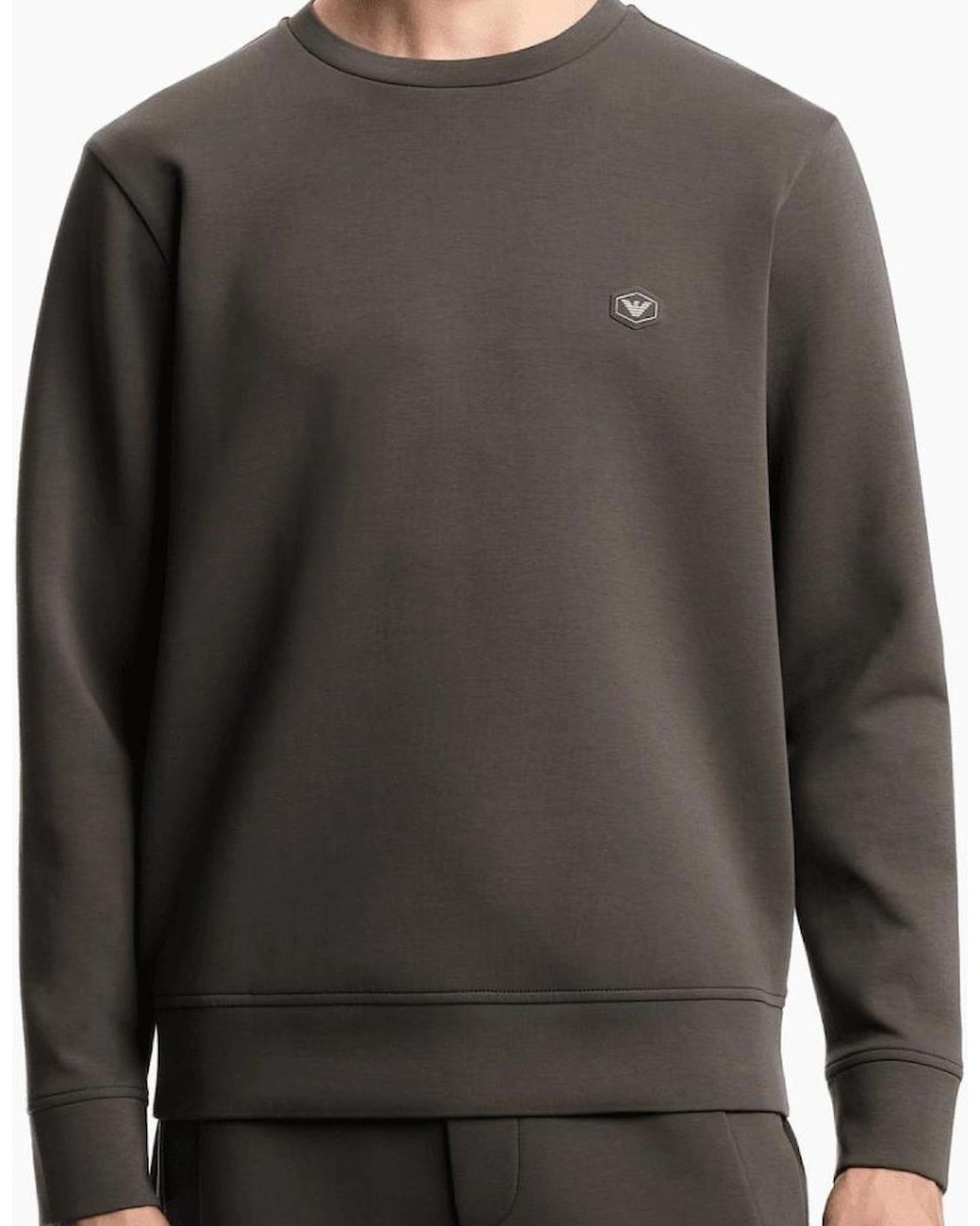 Emporio Armani Gray Double-Jersey Sweatshirt With Micro Logo Patch for men