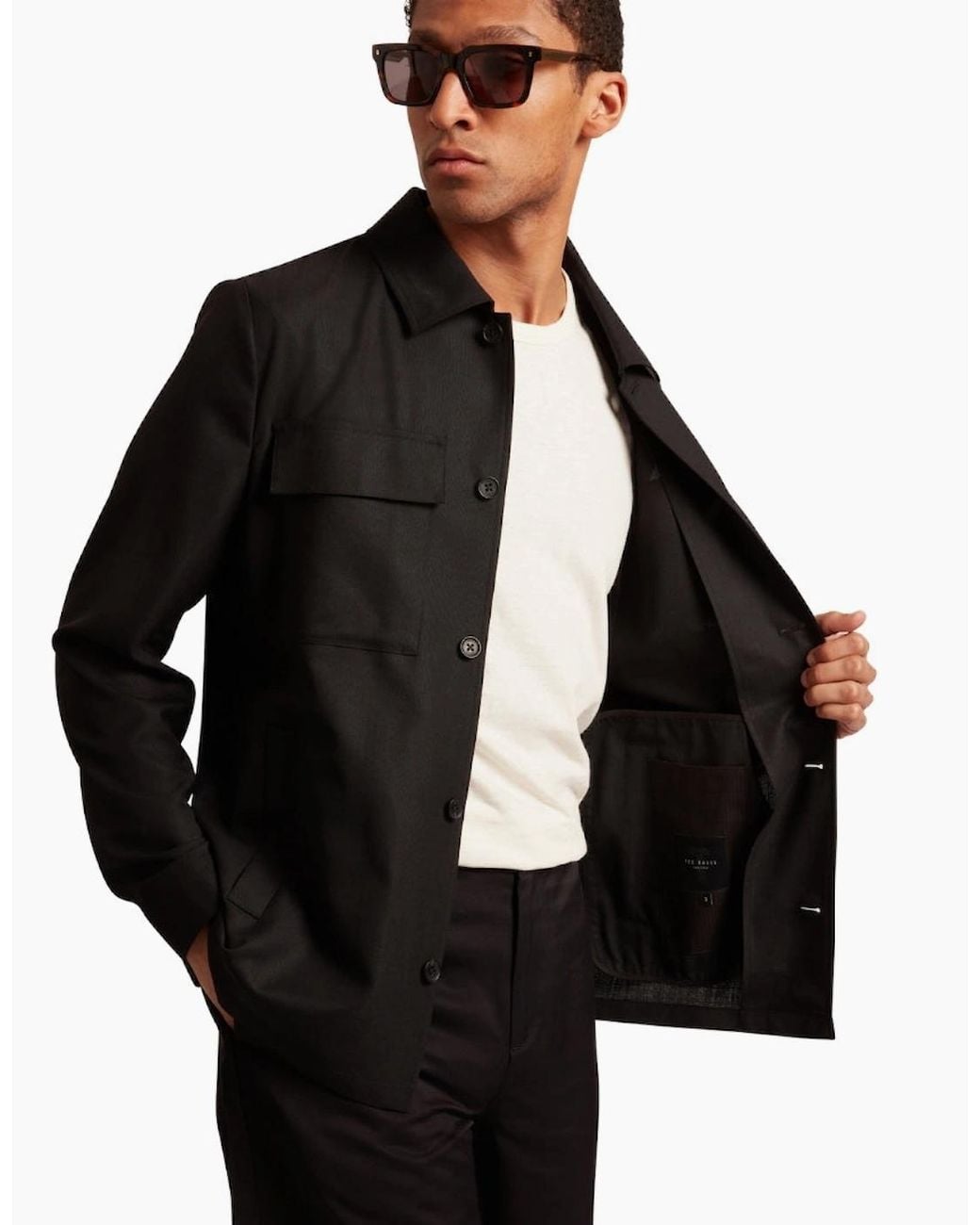Ted Baker Black Selwynj Lightweight Wool Blend Jacket for men