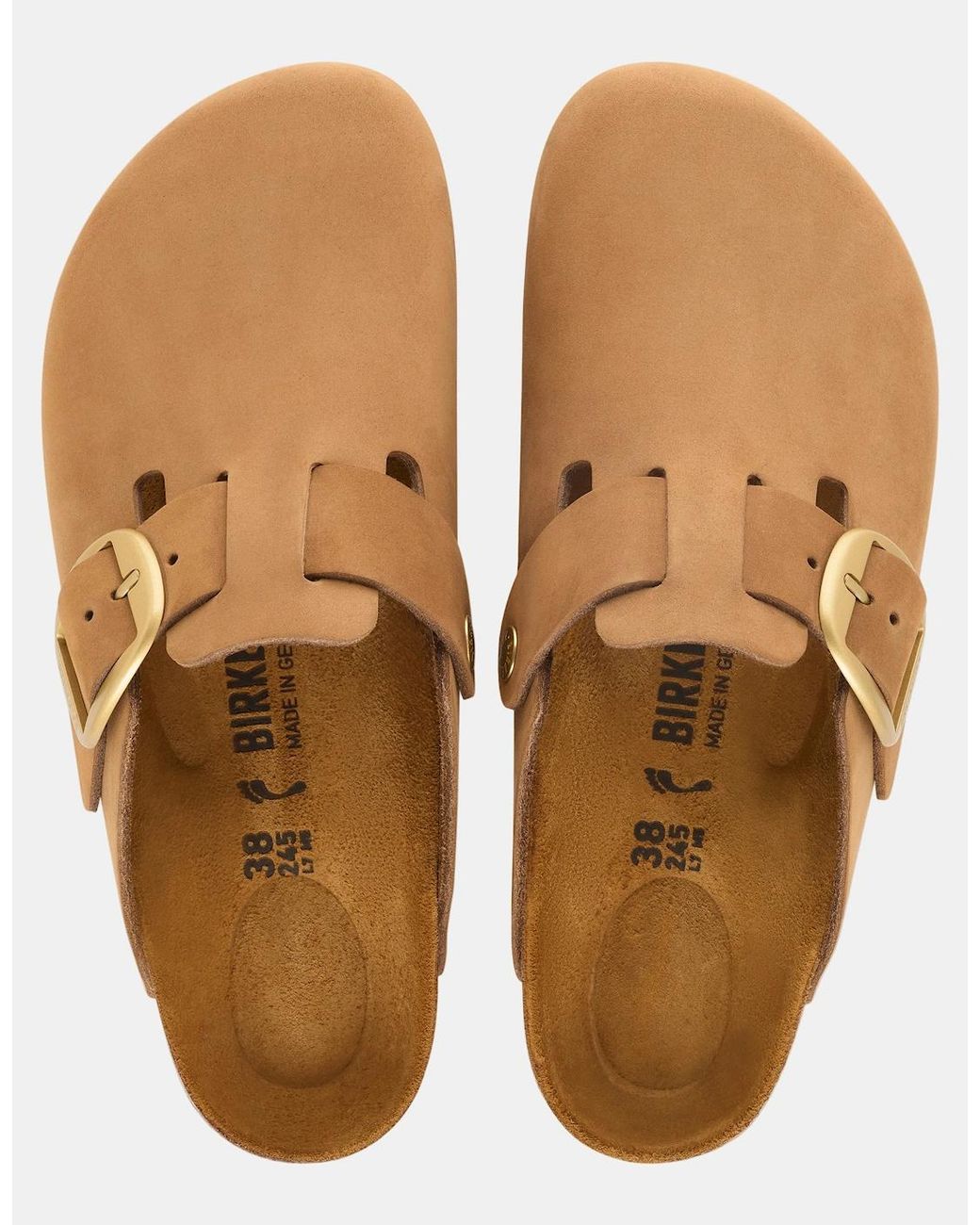 Birkenstock Boston Brown Big Buckle Nubuck Leather Clogs