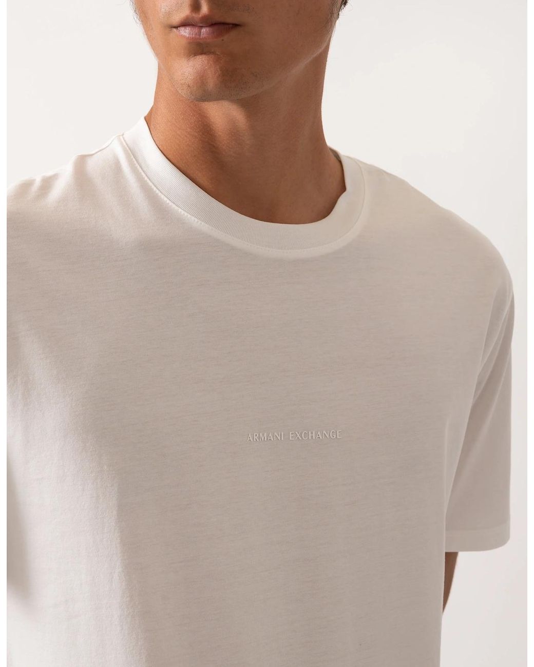 ARMANI EXCHANGE White Regular Fit Mercerised Cotton T-Shirt for men