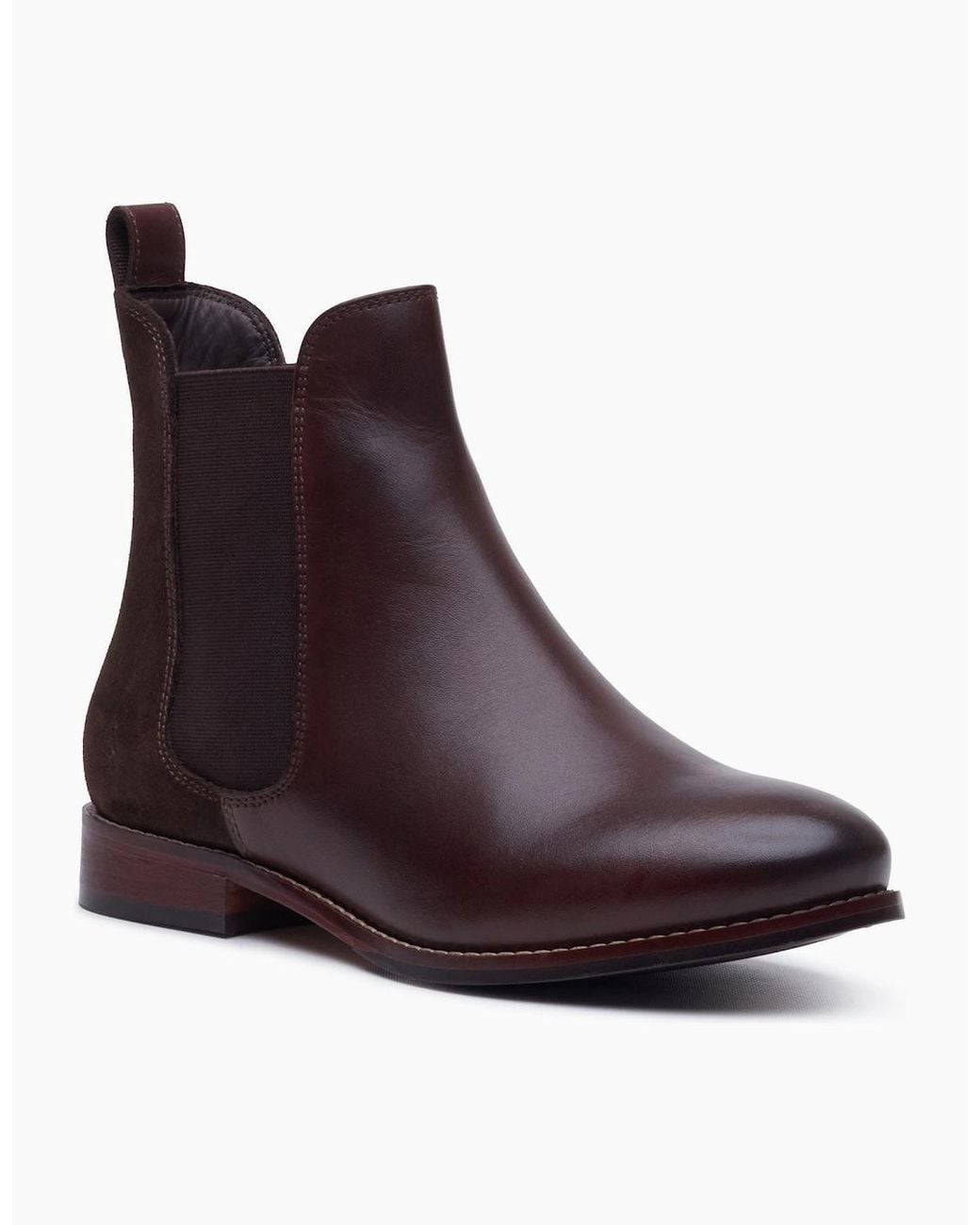 Hush Puppies Purple Colette Leather Chocolate Wide Fit Flat Chelsea Boots