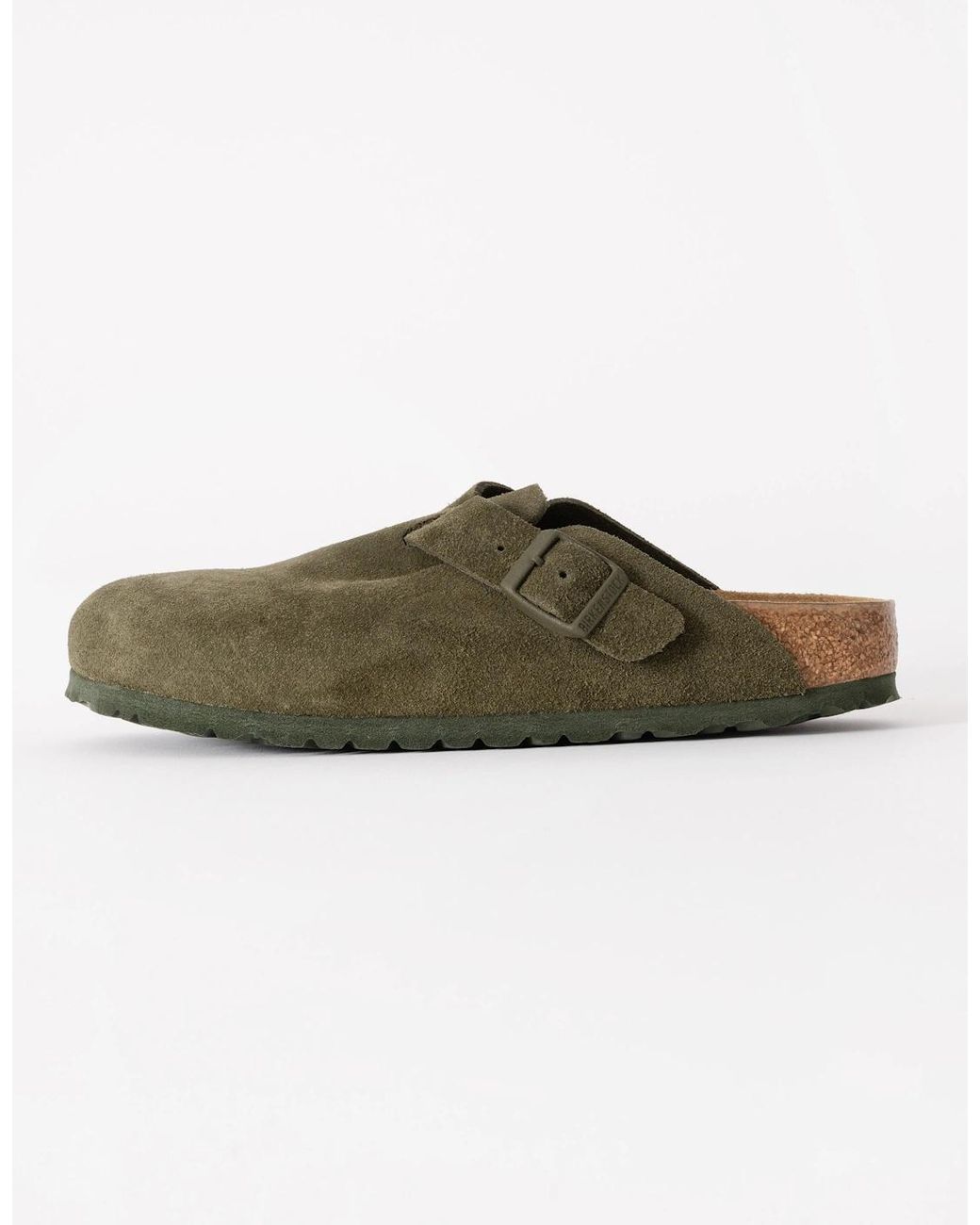 Birkenstock Boston Green Suede Leather Clogs