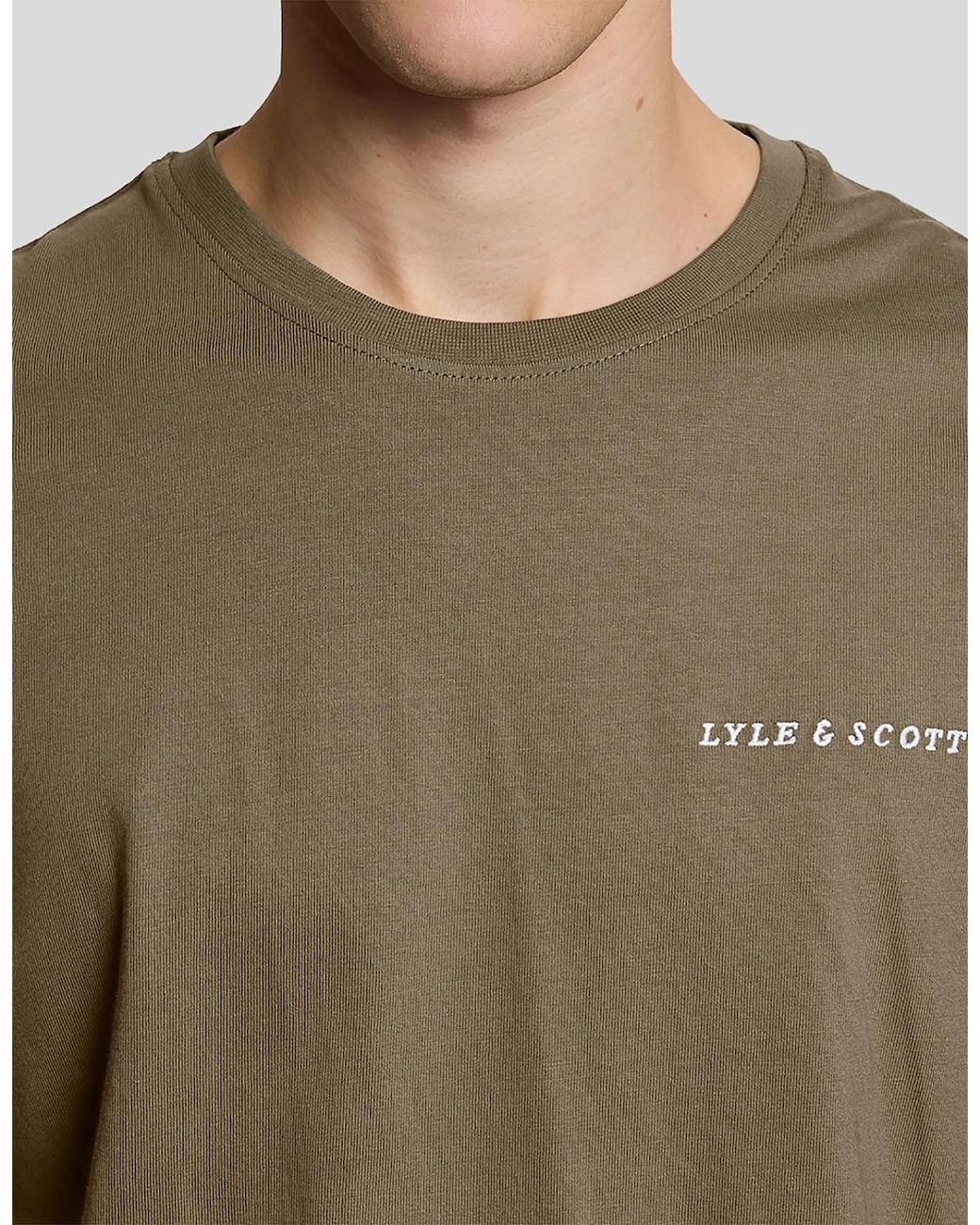 Lyle & Scott Green Script Logo Cotton Crew Neck T-Shirt for men