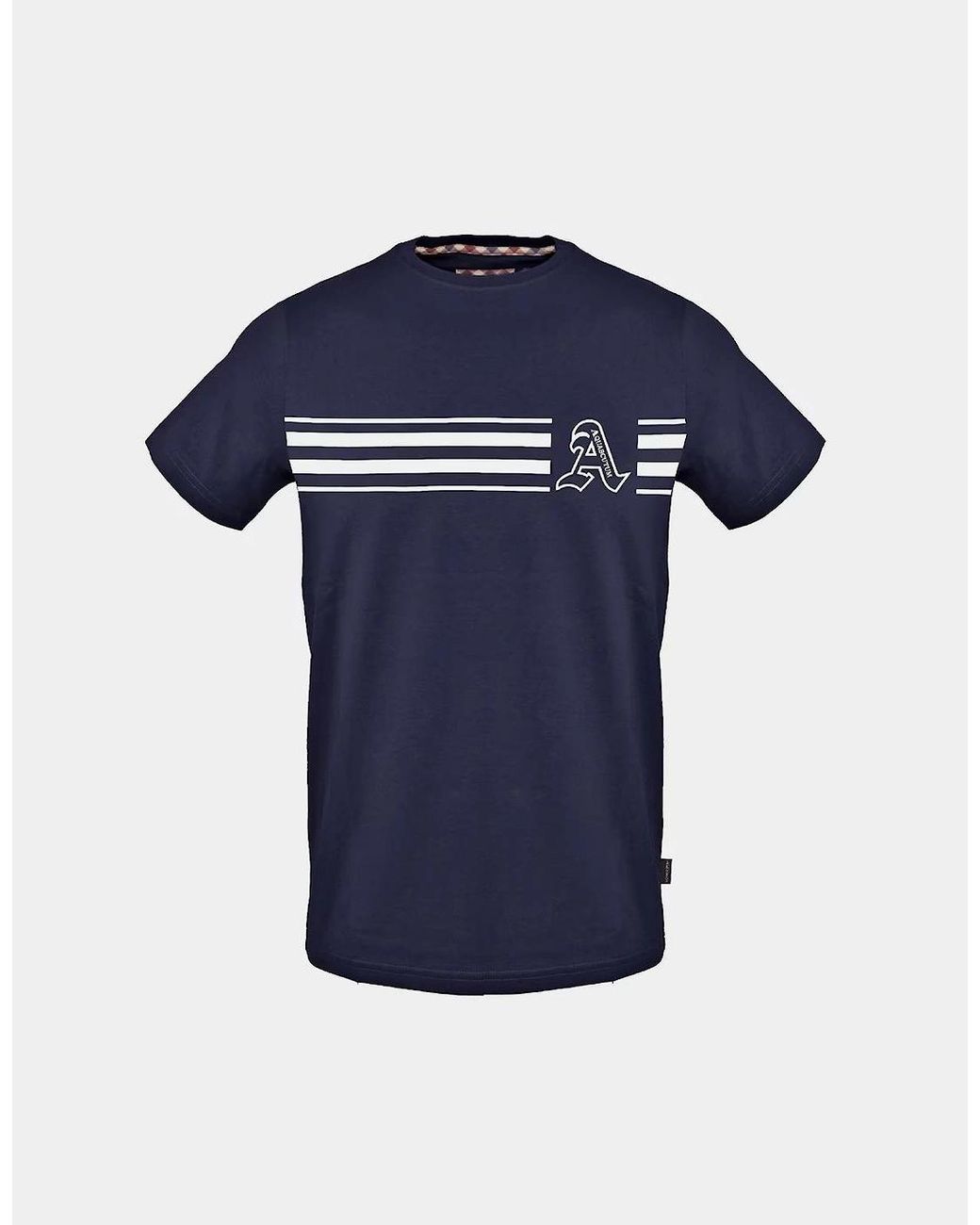 Aquascutum Black Text Graphic Crew Neck Short Sleeve T-Shirt for men