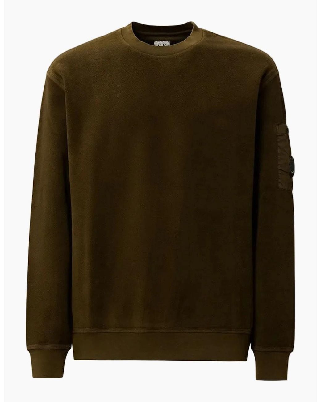C P Company Green Brushed Fleece Lens Sweat for men