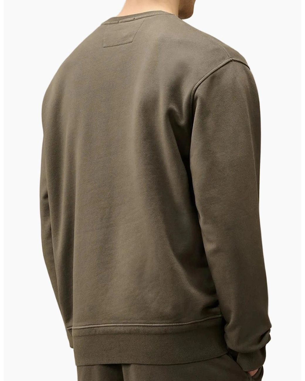 C P Company Brown Diagonal Fleece Resist Dyed Logo Sweatshirt for men