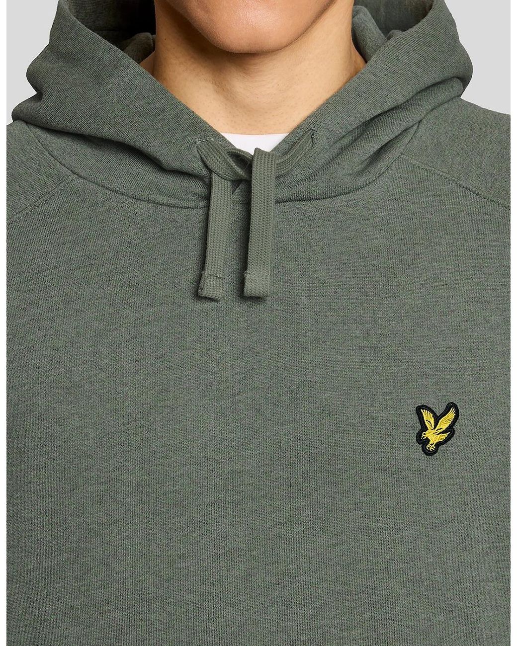 Lyle & Scott Green Cotton Marl Raglan Hoodie for men