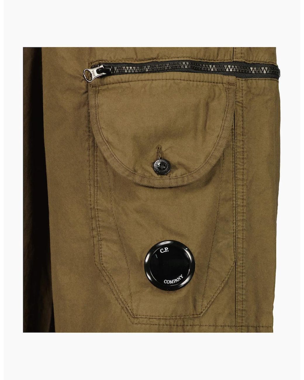 C P Company Green Microreps Boxy Lens Cargo Pants for men