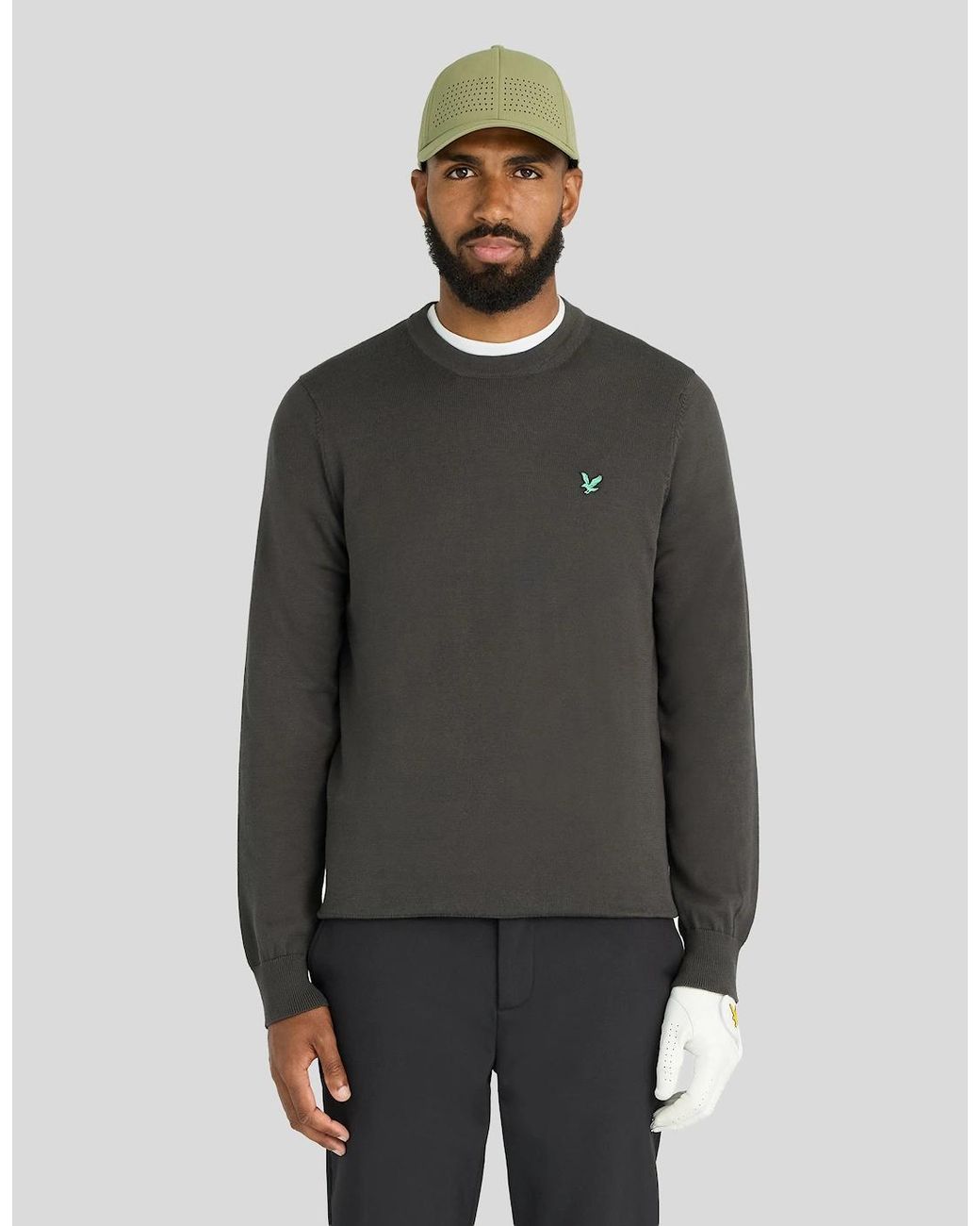 Lyle & Scott Gray Eagle Cotton Blend Crew Neck Sweatshirt for men