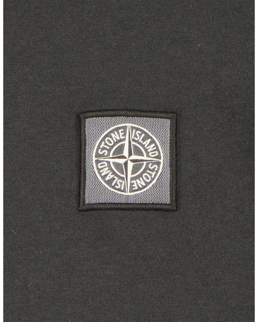 Stone Island Black Fissato Effect Short Sleeve T-Shirt for men