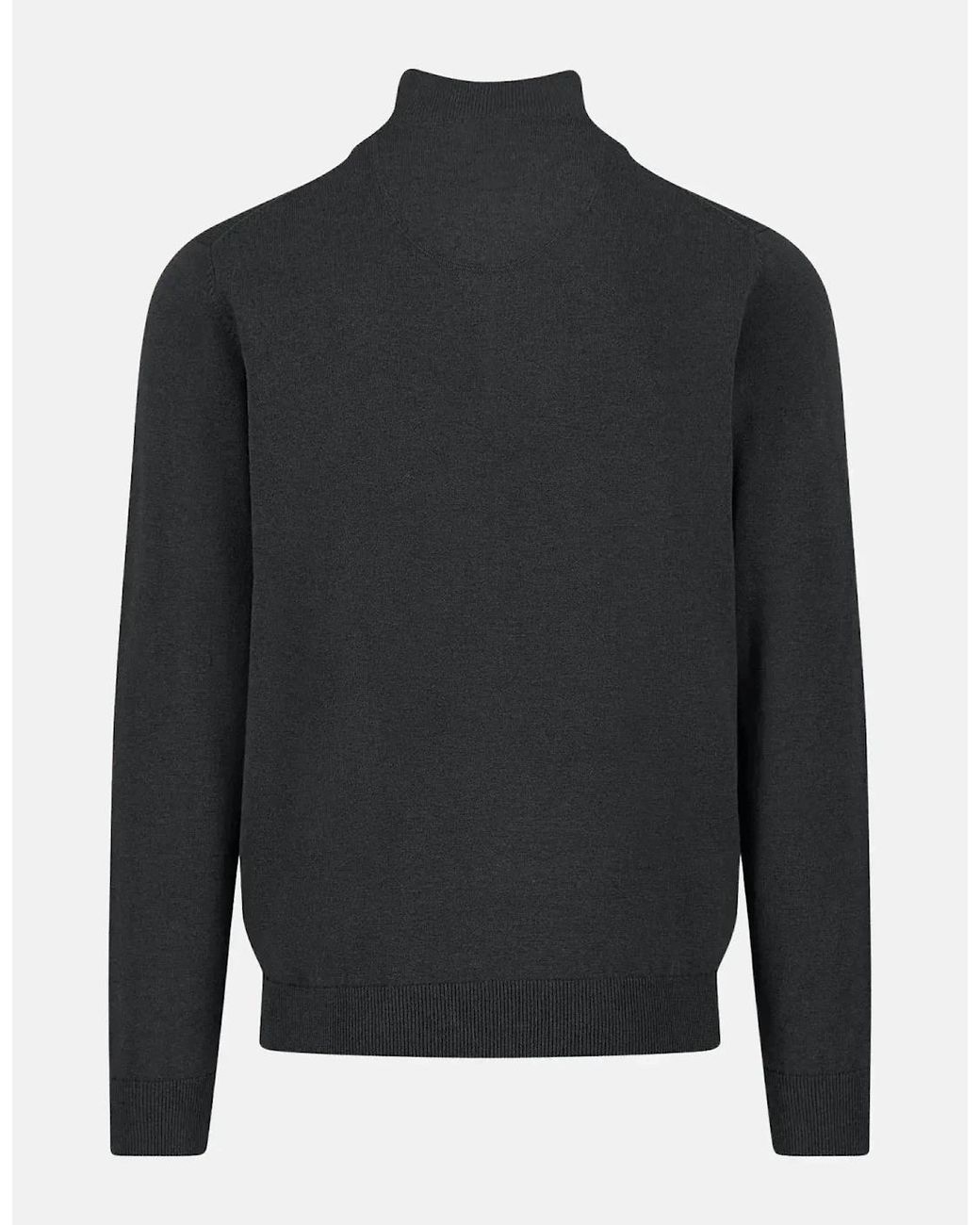 Fynch-Hatton Gray Fine Knit Cotton 1/4 Zip for men