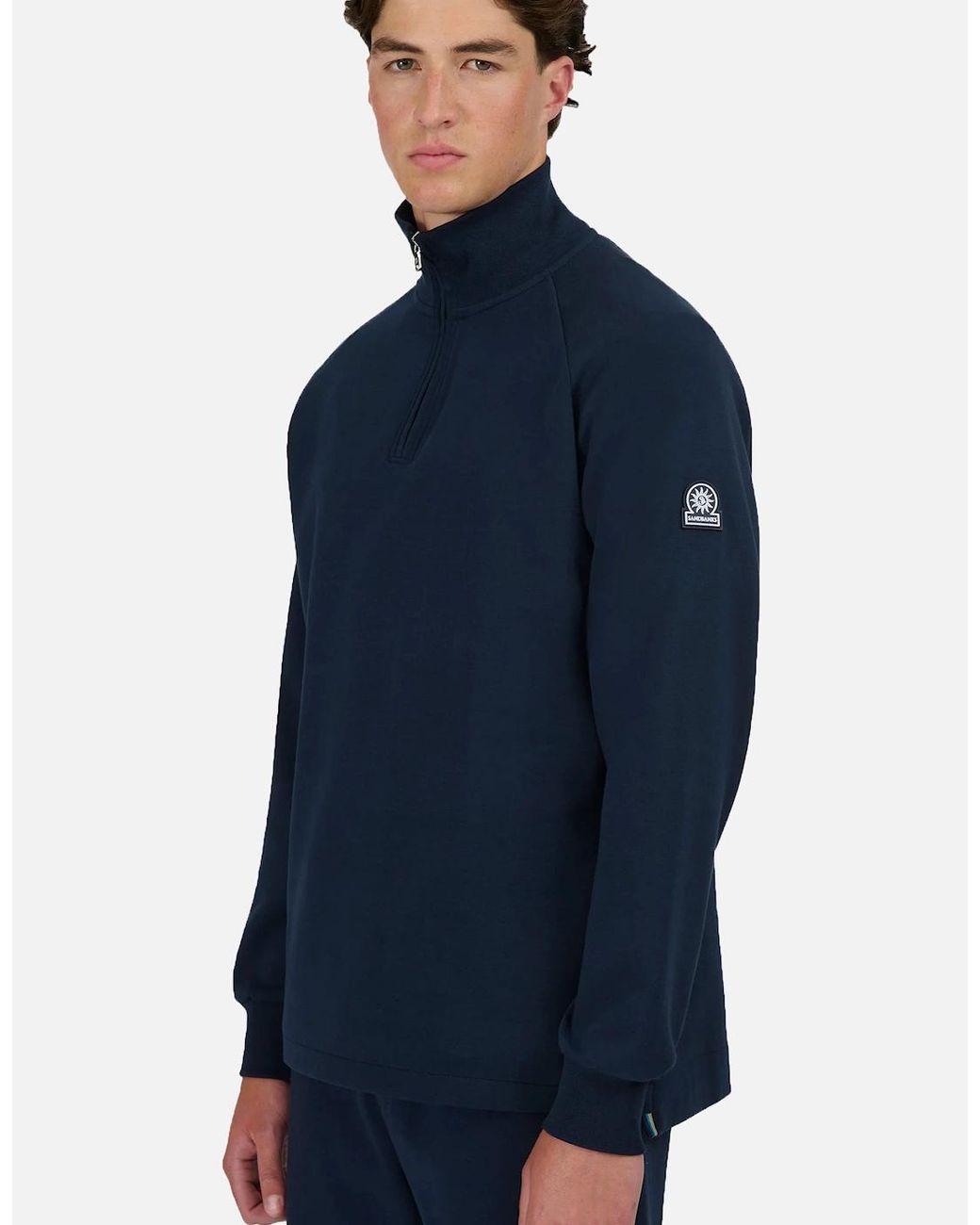 Sandbanks Blue Interlock Quarter Zip for men