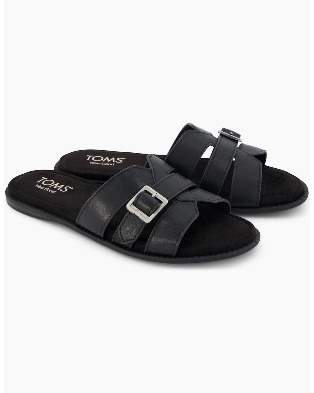 TOMS Black Sol Leather Sandals