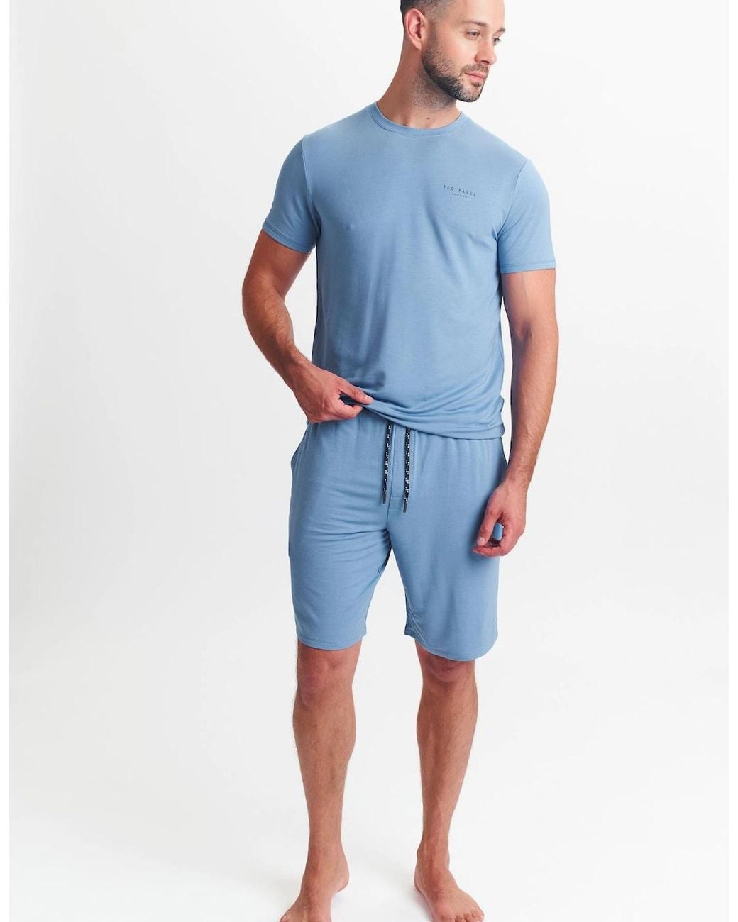 Ted Baker Blue Modal T Shirt And Short Set Loungewear Riviera for men
