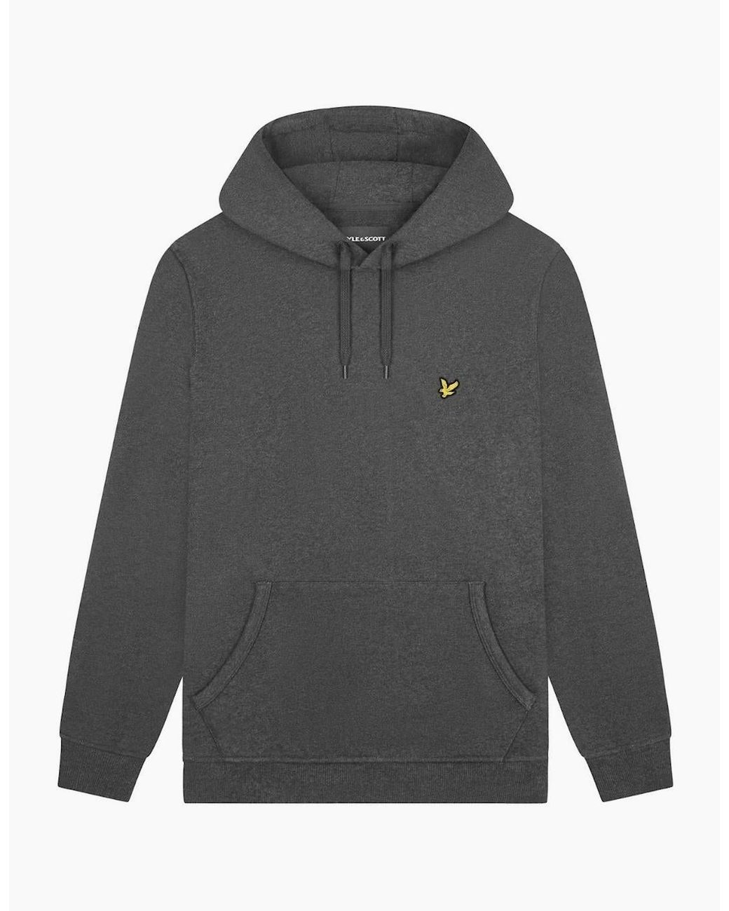 Lyle & Scott Gray Lyle & Scott Branded Charcoal Marl Pull-Over Hoodie for men