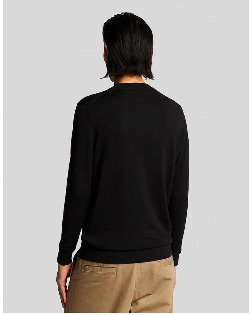 Lyle & Scott Black Lyle & Scott Tonal Superfine Crew Neck Jumper Jet for men