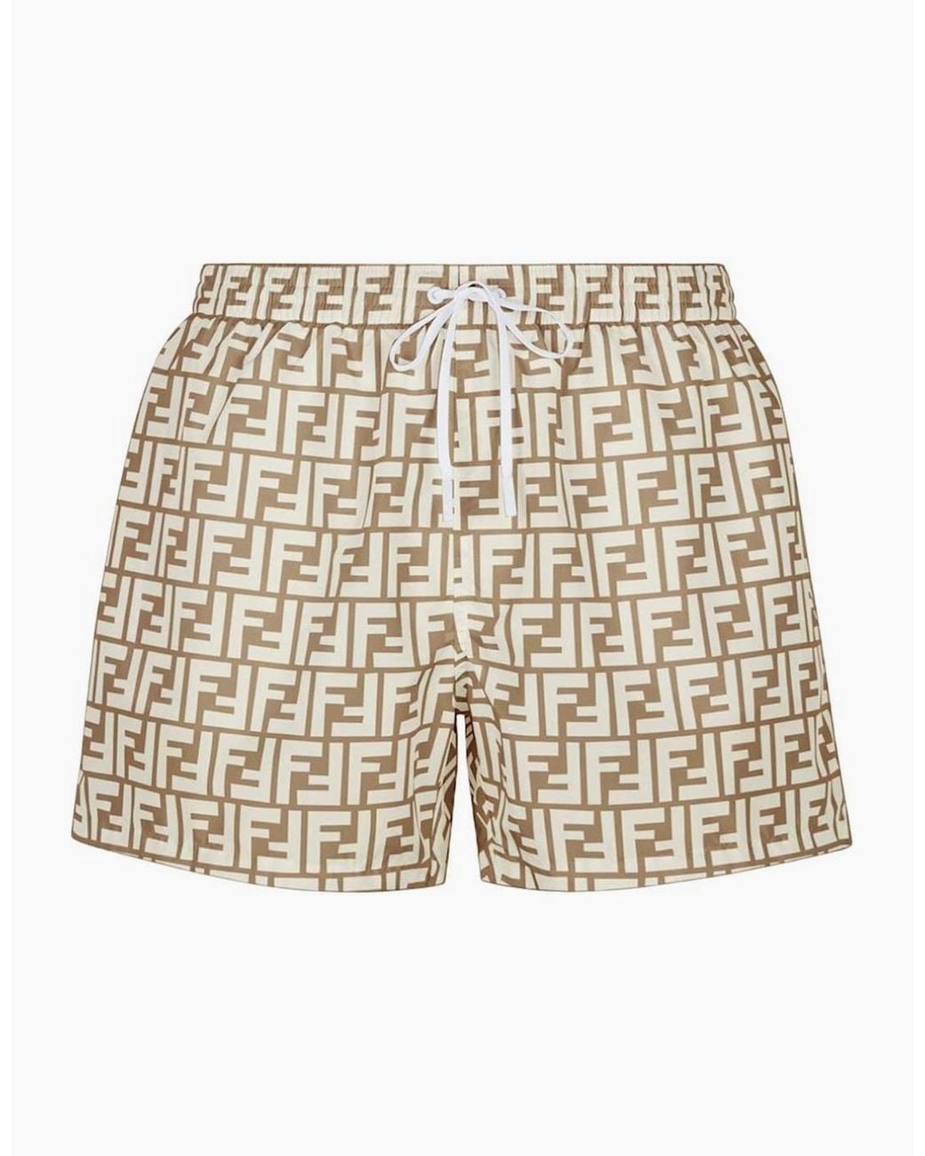 Fendi Natural Ff Print Swim Shorts for men