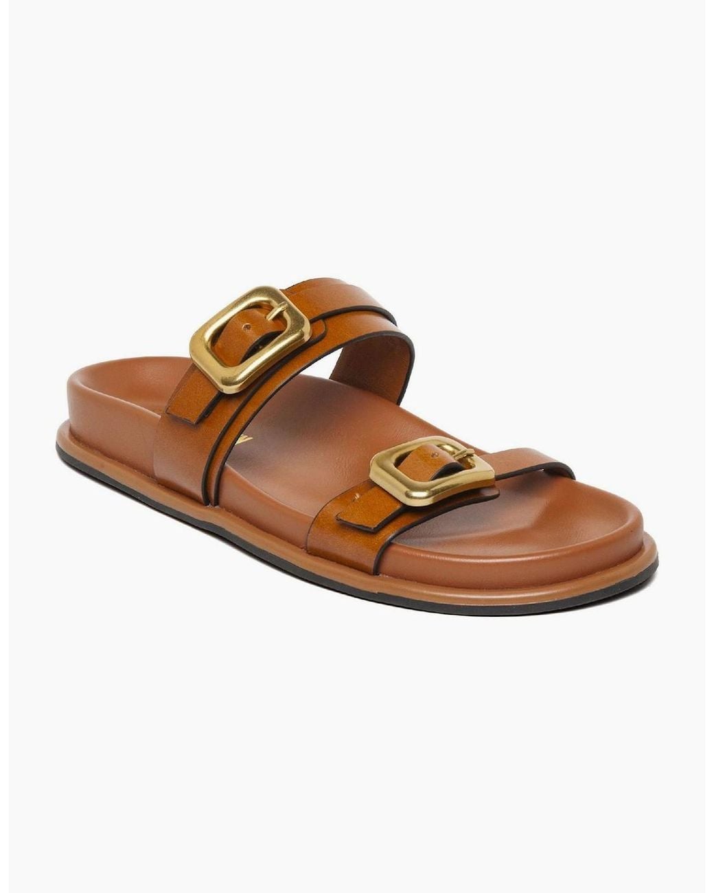 Steve Madden Brown Zaz Open Toe Flat Slide Sandals