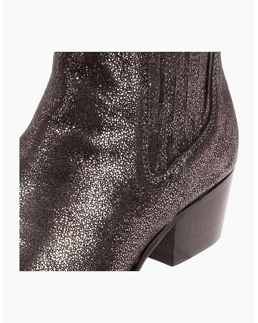 Osprey Black London The Janey Leather Gunmetal Ankle Boots