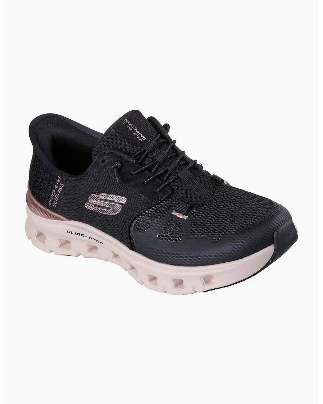 Skechers Black Glide-Step Pro Radiant Stride Mesh/Rose Trim Trainers