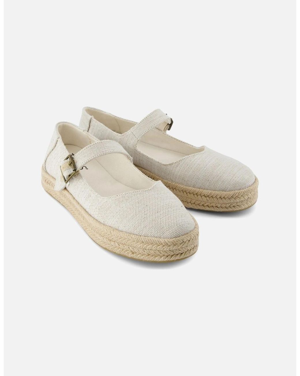 TOMS White Carolina Mary Jane Nylon Natural Espadrilles