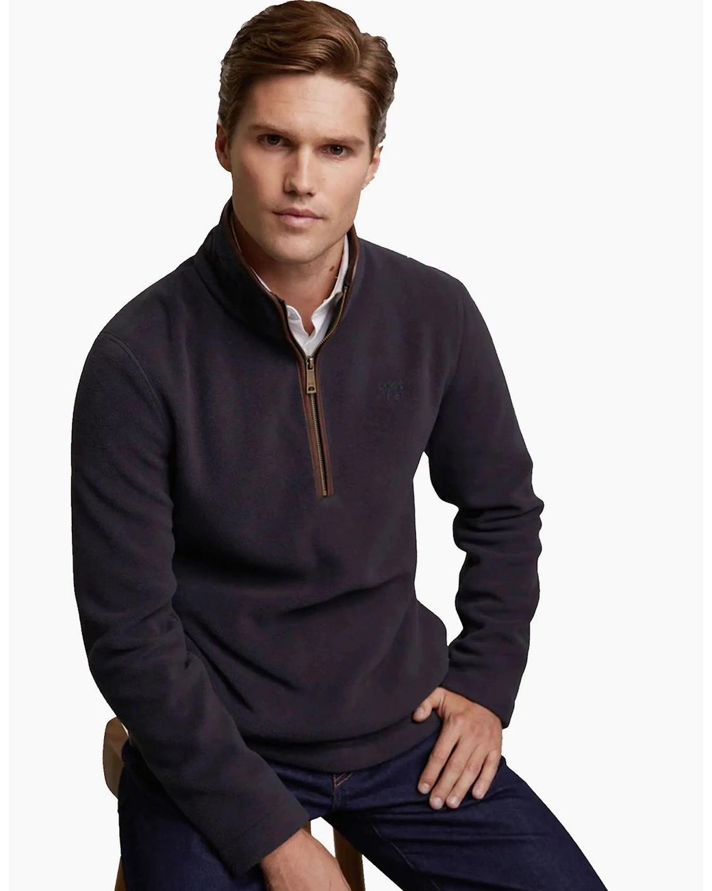 Holland Cooper Blue Country Fleece Jacket Ink for men