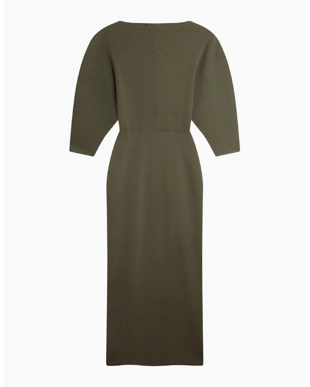 Ted Baker Green Vanitha Sculptured Rib Knitted Maxi Dark Dress