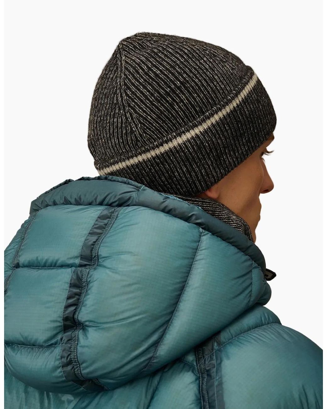 C P Company Green Fleece Knit Logo Beanie for men