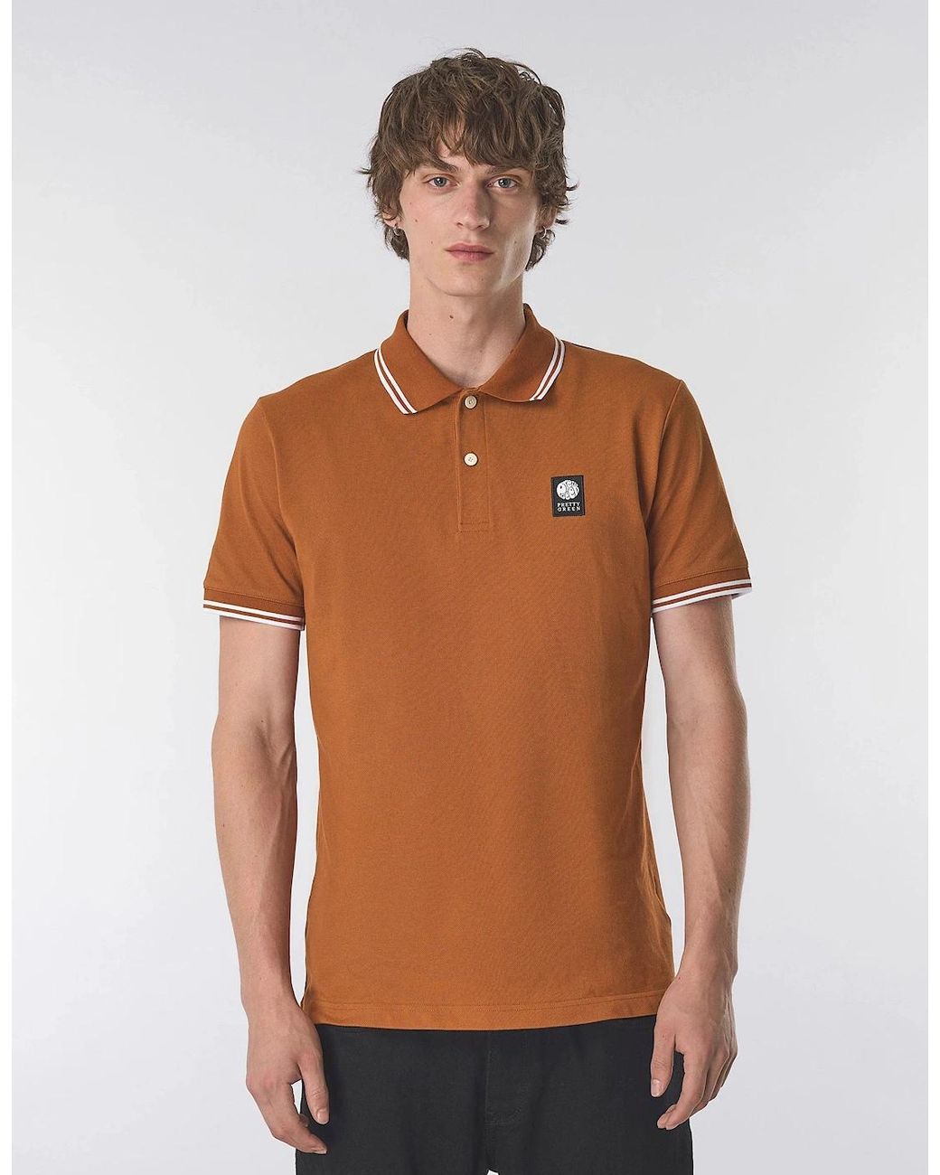 Pretty Green Brown Rayner Ss Polo Rust for men
