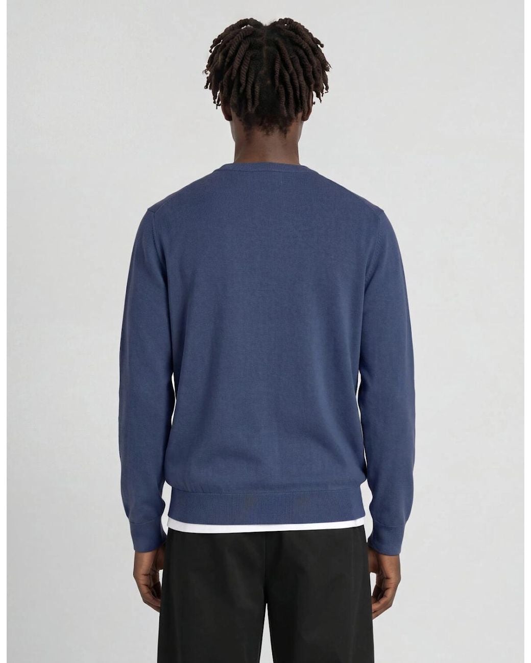 Lyle & Scott Blue Superfine Cotton Crew Neck Jumper for men