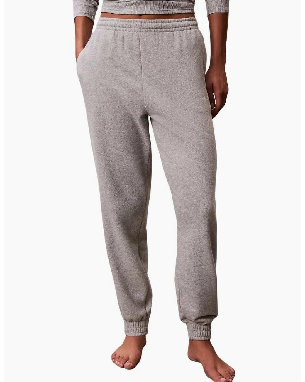 Calvin Klein Gray Cotton Terry Lounge Jogging Bottoms, Heather
