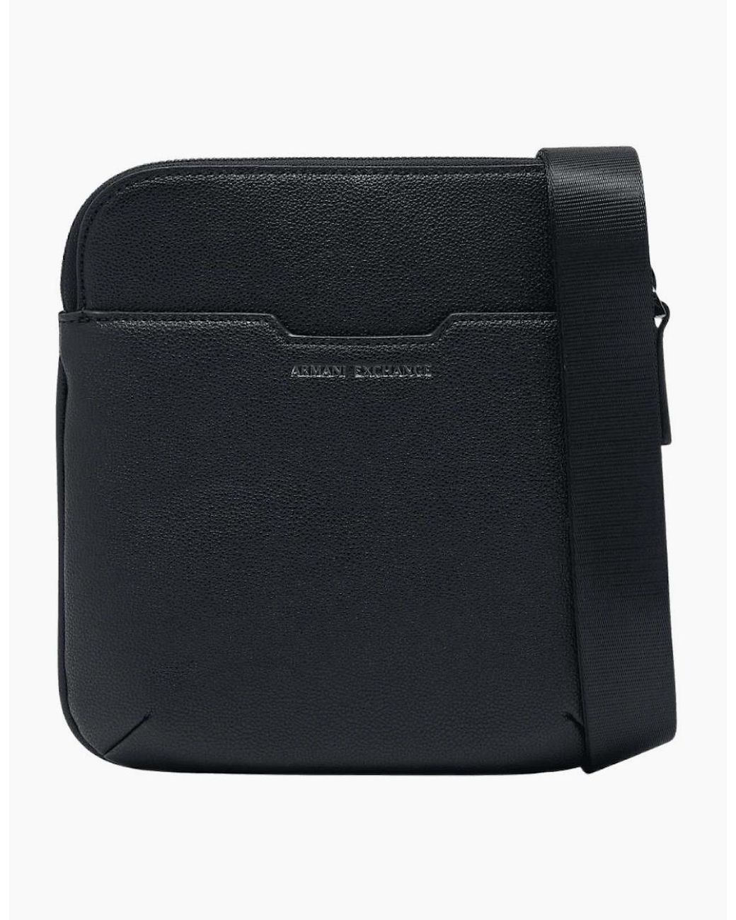 ARMANI EXCHANGE Black Embossed Logo Mini Crossbody Bag for men