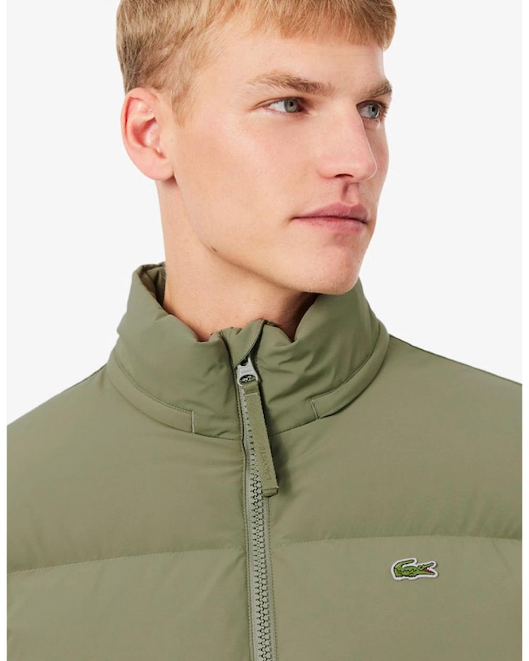 Lacoste Green Water-Repellent Hooded Down Jacket for men