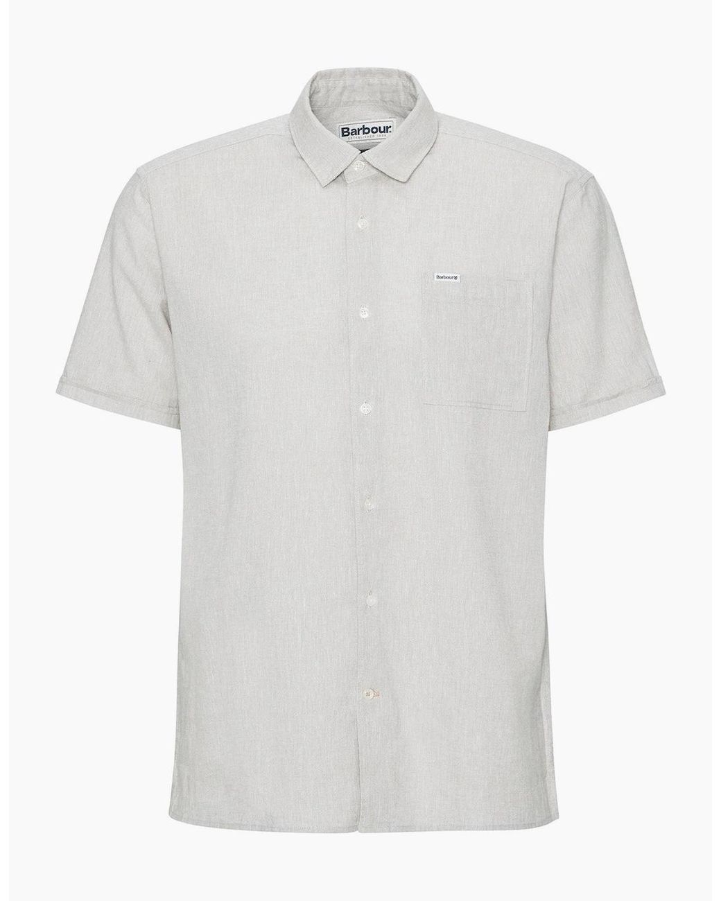 Barbour White Nelson Linen Short Sleeve Shirt