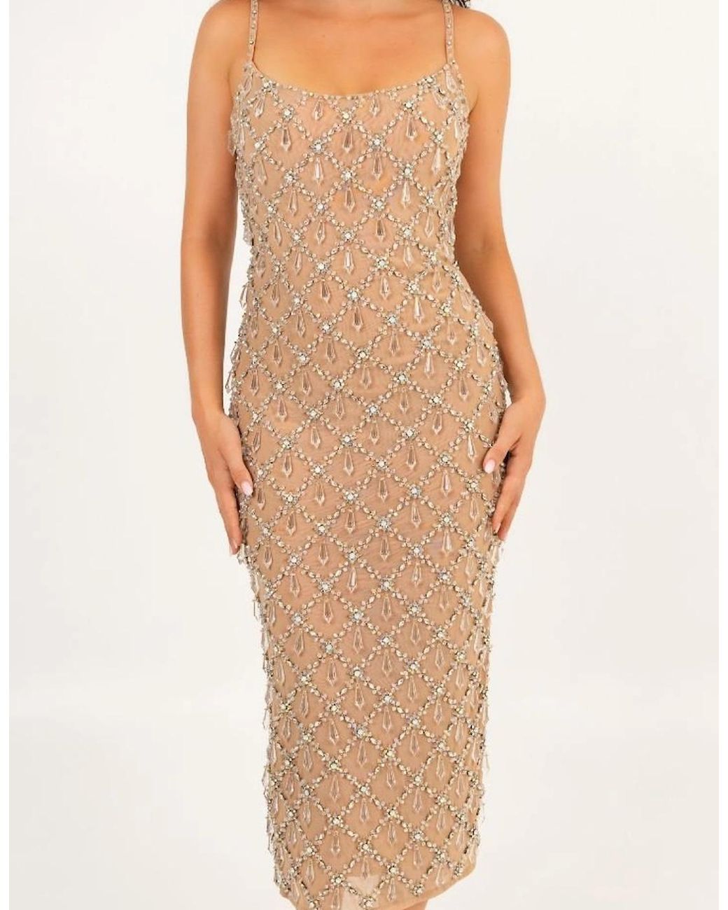 Oceanus White Calliope Luxury Crystal Maxi Party Dress Multi Colour