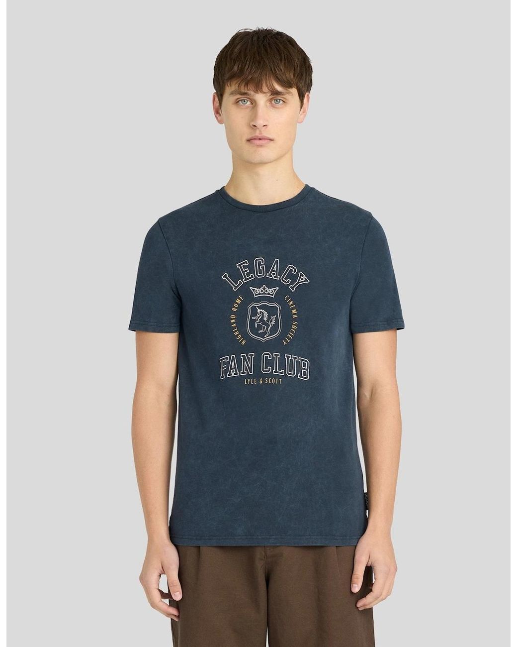 Lyle & Scott Blue Chest Graphic Washed Cotton T-Shirt for men
