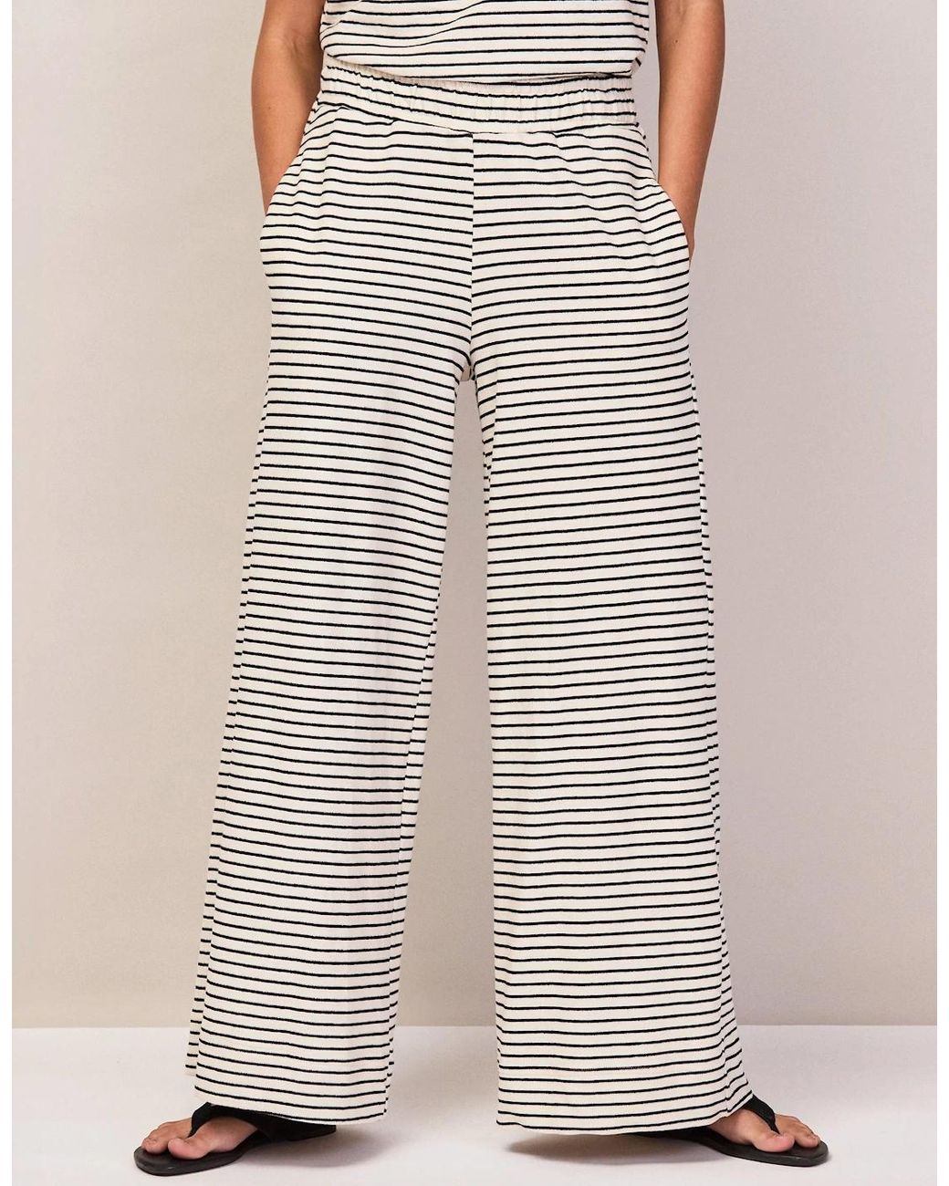 Ro&zo Gray And Stripe Cotton-Jersey Trousers