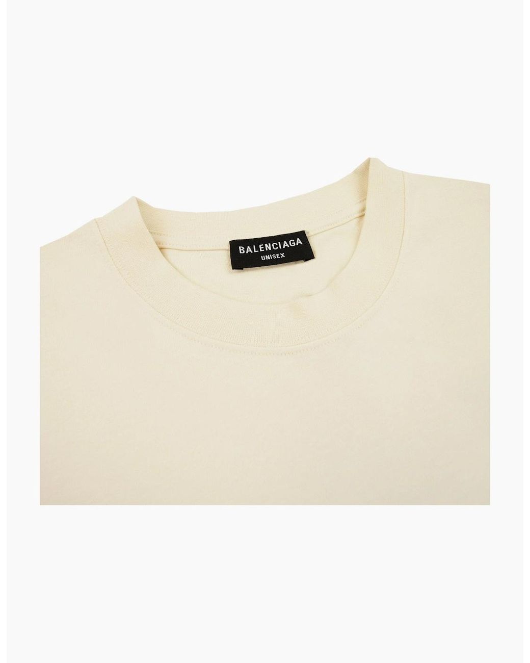 Balenciaga Natural Logo Crewneck T Shirt Off for men
